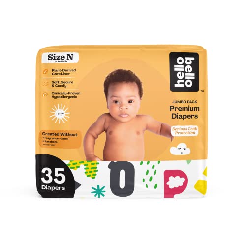 Image of Hello Bello Premium Baby Diapers Size Newborn I 35 Count of Disposeable, Extra-Absorbent, Hypoallergenic, and Eco-Friendly Baby Diapers with Snug and Comfort Fit I Alphabet Soup