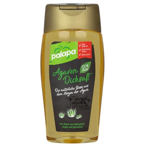 Palapa Agaven Dicksaft | Natürliches Süßungsmittel aus Agave | Vegane Alternative zu Honig & Zucker | Ideal zum Süßen von Getränken, Desserts, Müsli & Cocktails | 250 ml