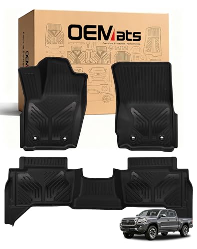 Image of Premium Color TPE Floor Mats for Toyota Tacoma 2024 2025 2026 Double Cab Auto Tran (Not fit Hybrid) | Carbon Fiber Wing Design | All-Weather Floor Liners TRD /SR /SR5 /limited 1st&2nd Row Mats