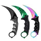 Milaloko 3 Pieces Karambit Knife Fixed Blade Knives,Outdoor Hunting Knife with Sheath and Cord, Suitable for Hiking, Adventure, Survival and Collection (Green Black Color)