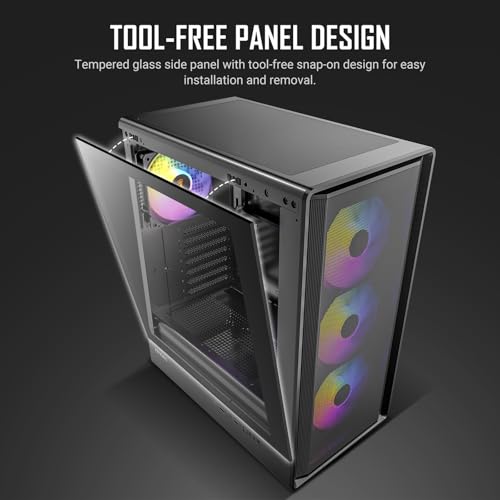 Image of Antec P6 Neo ARGB, 4 PWM ARGB Fans Included, 240 mm Top Radiator Support, Type-C 3.2 Gen 2, Tool-Free Tempered Glass Side Panel, High Airflow, Mid-Tower ATX PC Case