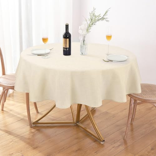 Image of AUSSPVOCT Textured Round Tablecloth 54 Inch for Birthday Party Home Decor