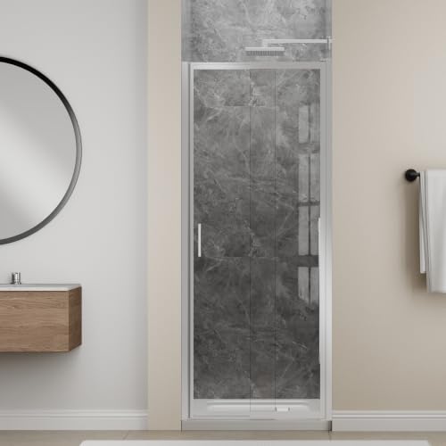 Image of 26-30 inch W x 72 inch H Pivot Shower Door, 3 /16 inch(5mm) Glass, Polished Chrome