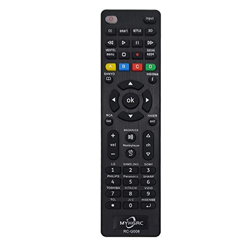 MYHGRC Mando Universal TV Apto para Sony/TCL/Hisense/LG/Sharp/Sanyo/Toshiba/Hitachi/Samsung/Philips/Panasonic Smart TV- No Requiere configuración Mando a Distancia Universal de TV