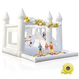 iLink-outer White Bounce House for Big Kids 8-12 and Adults with Slide Ball Pit Blower White Oxford Inflatable 15FTx 14FT Kids Birthday Party, Robust and Easy to Install with Repair Kit