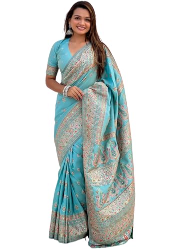 Image of Original Pashmina Kashmiri Silk Zari Woven Saree