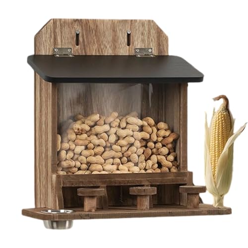 Mangeoire pour écureuils – Station d'alimentation amusante et étanche en bois | Mangeoire à écureuils | pour abri de tamias pour animaux domestiques maïs devant jardin, cour, arbre clôture, hiver