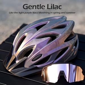 Odoland Bike Helmet with Cycling Sunglasses, Adjustable Size Adult Cycling Helmets for Men Women Road Bike Mountain Ebike, Lilac — photo 4 of 6
