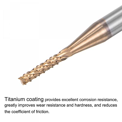 Image of uxcell End Mill CNC Router Bits, 1 /8 inch 3.175mm Shank 1.4mm x 8mm Titanium Coated Tungsten Carbide Engraving Milling Cutter for PCB Plastic Fiber Wood 4pcs