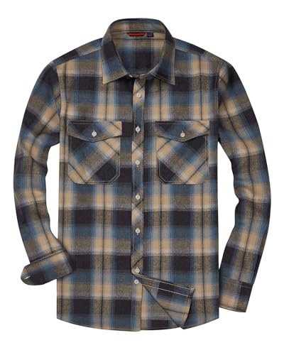 Image of Alimens & Gentle Men's Button Down Regular Fit Long Sleeve Plaid Flannel Casual Shirts