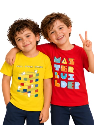 Image of Pilolo Kids Soft Cotton Lycra Pocket T-Shirt for Boys - (Combo Pack of 2)