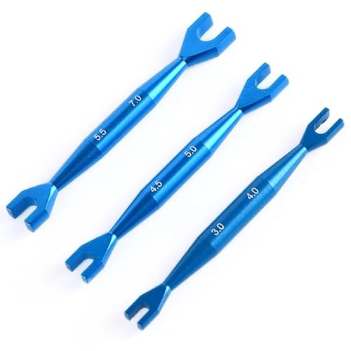 Image of Dorccsi Small Wrench Set(3Pcs), 3-4mm 4.5-5mm 5.5-7mm Double End Alloy Turnbuckle Wrench, Universal Spanner Open End Small Set Repair Tool for RC Crawler Car Rc Turnbuckle