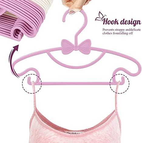 ilauke Plastic Nursery Hangers, 48 Pack Nonslip Baby Coat Hangers, Space Saving Tubular Hangers with 3pcs Plastic Hanger Straps, More Storage for Kids Clothes Dresses