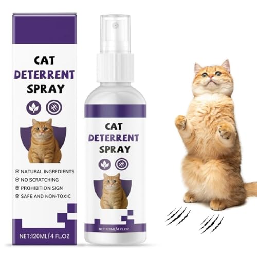 Spray Repellente per Gatti 120 Ml, Spray Anti-graffio per Gatti, Spray Deterrente per Gatti per Interni Ed Esterni, Impedisce di Graffiare Mobili, Piante, Divani, Tappeti, Tende (1pcs)