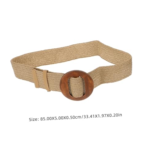FRCOLOR 3Pcs Wide Braided Elastic Waist Belts for Women Imitation Straw Woven Dress Belts Buckles Stylish Accessory for Bohemian Outfits2