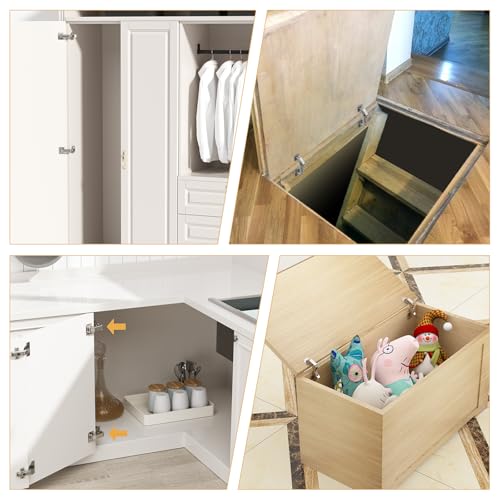 Furniware 1 Pair 170 Degree Frameless Soft Close Cabinet Hinges, Heavy Duty Hidden Hydraulic Lazy Susan Hinges Concealed for Corner Cabinet, Crawlspace Trap Door, Wardrobe(No Cup Grooving)