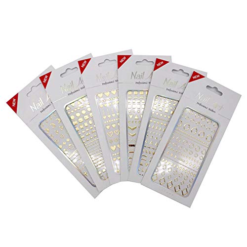 Bornbeauty Gold 3D Nail Sticker Lines Multi-Size Stripes Geometric Heart Nail Art Adhesive Transfer Stickers (1) #TOP7