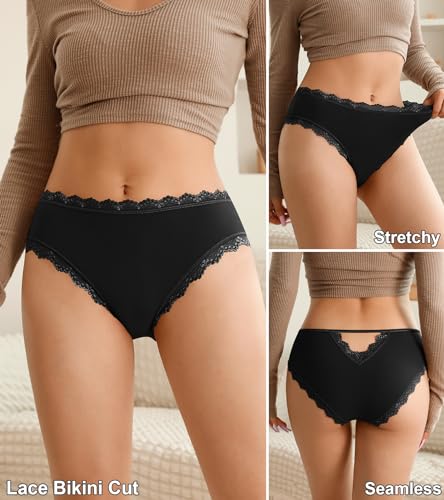 Image of Eiggam Women's Cotton Bikini Panties,High-Cut Full Coverage Stretch Cool Underwear for Women