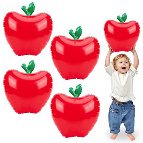 NOVWANG Giant Inflatable Apples Balloons 5 Pack Red Back to School Decorations Fruit Balloons First Day of School Balloon Decor for Classroom Office Ceiling Party Supplies Photo Prop Gifts