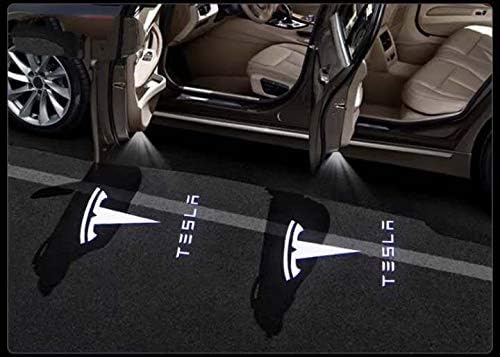 Car Door LED Logo Projector Puddle Lights Welcome Light Ghost Shadow Replacement for Tesla Model 3 Model S Model X Accessories(4 Pack)
