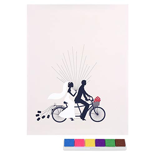 BuyWeek Hochzeits Fingerabdruck Gästebuch, Hochzeitsgast Signatur Anmeldebuch Bräutigam Braut Fahrradmuster DIY-Hochzeits Fingerabdruck Baum Leinwand für Hochzeit, Geburtstag, Familienfeier BuyWeek Hochzeits Fingerabdruck Gästebuch, Hochzeitsgast Signatur Anmeldebuch Bräutigam Braut Fahrradmuster DIY-Hochzeits Fingerabdruck Baum Leinwand für Hochzeit, Geburtstag, Familienfeier