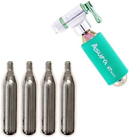 Asura 2sec CO2 Tire Inflator for Presta and Schrader Valves Includes Sleeve Starter Kit with 4 Cartridges