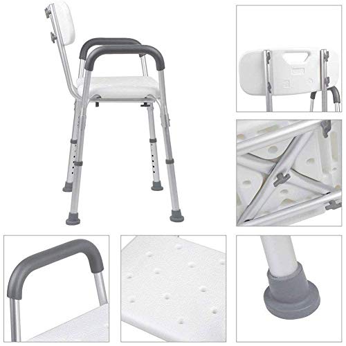 Rehab Douchestoel met rugleuning en armleuningen, in hoogte verstelbare stoel, ondersteuning voor ouderen - Image 3