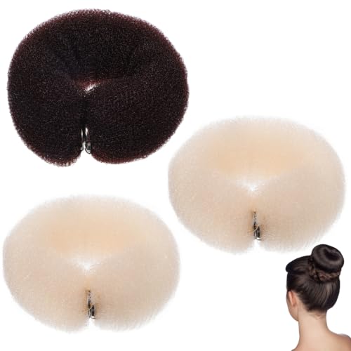 KALLORY 3Pcs Hair Styling Tools - DIY Foam Ring Shaper, Doughnut Roll and Snap Bun Maker for Women's Hairstyles