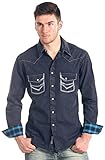 Rock & Roll Cowboy Long Sleeve Crinkle Wash Chambray Snap Shirt (X-Large)