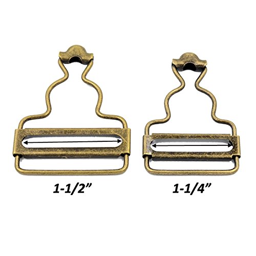 DGOL 12 sets 3 Color Suspender Buckle,Tri-Glide Overall Buckles with 15 sets Copper Buttons Full Set (1-1/2 inch)