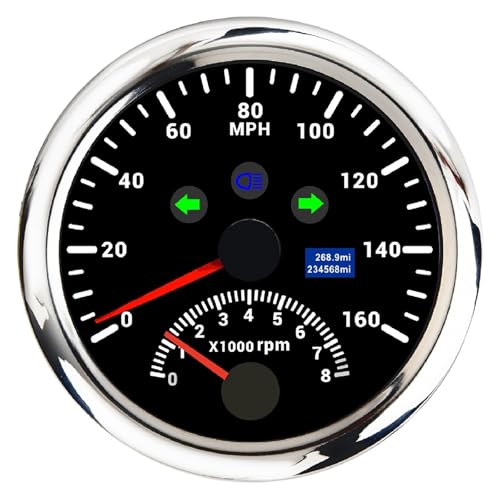 85mm {[g } GPS Xs[h[^[ Q[W 0-8000RPM 2 In 1 ԗp^R[^[ EBJ[Cgt ԐF LED obNCg 12V 24V fW^Xs[h[^[(160MPH-8000RPM BS)