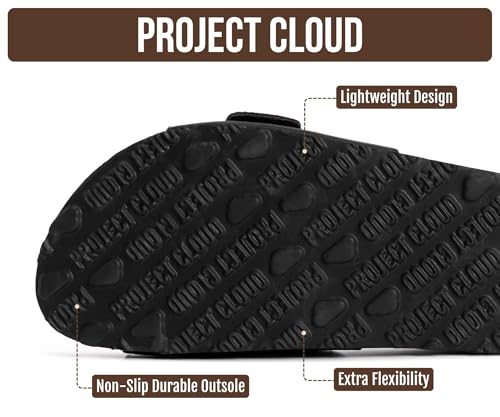 Image of Project Cloud 100% Genuine Leather Sandals Women Dressy Beach Essentials Slides for Women Footwear - Lightweight with Memory Foam Insole Sandals for Women 2026 - Womens Slides