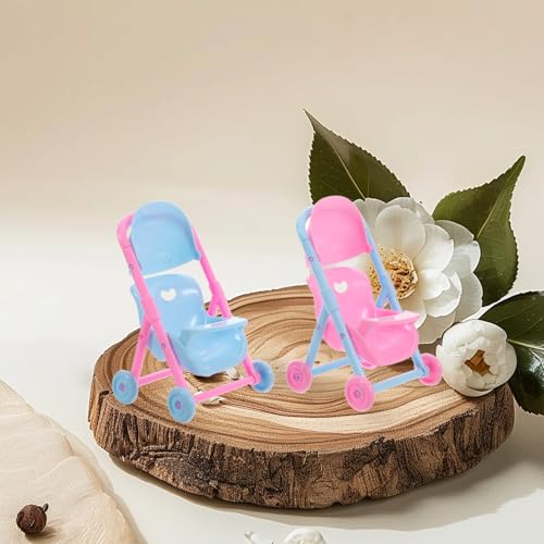 Toyvian 2 Stück Kinderwagen Puppenwagen Puppenzubehör Puppenbuggy Puppenwagen Buggy Puppenkinderwagen Puppenwagen Kutsche Puppen Travel System Kunststoff – Bild 7