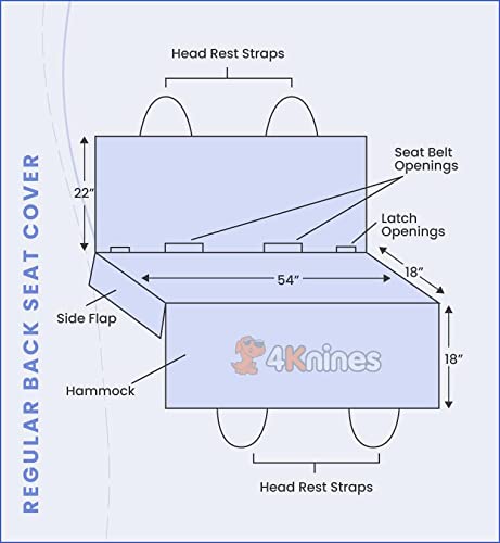 4Knines Dog Seat Cover With Hammock For Cars And Suvs - Heavy Duty, Non Slip, Waterproof (Regular, Black) #TOP3