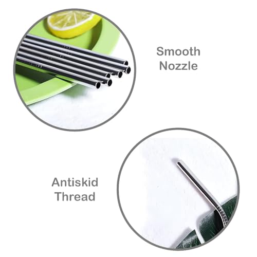Image of Stainless Steel Coconut Opener Tool with Comfortable Grip Handle, Tender Coconut Opener Set with 2 Bent Straws, 2 Straight Straws and 1 Cleaning Brush (Pack of 1)
