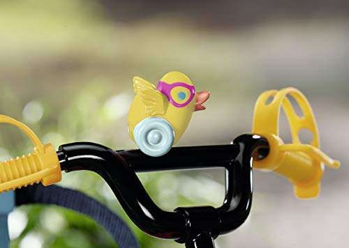 BABY born Fahrrad - Pinkes Puppenfahrrad für 43 cm Puppen mit gelben Schutzblechen, beweglichen Rädern mit Stollenprofil, Gurtsystem, Hupe, Blinklicht und Trinkflasche, 830024, Zapf Creation – Bild 5