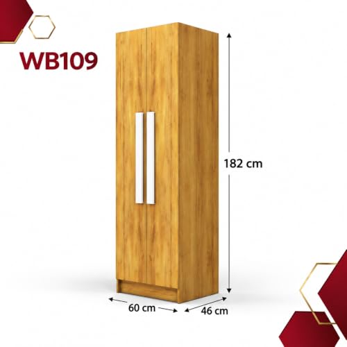 Image of Bniture Wooden Almirah for Clothes, Door for Bedroom, 2 Door Wardrobe with 4 Shelves Huge Storage Space (46D x 60W x 182H CM) | 3 Year Warranty (Giant Wood)
