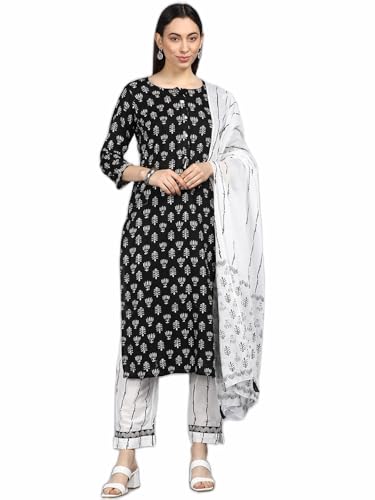 Image of Vaamsi Women's Ethnic Motifs Printed Straight Kurta Pant With Dupatta Set | kurta sets for woman