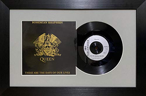 Kwik Picture Framing Ltd 10 Inch Vinyl Record Frame With Merged Record And Album Cover Display | Single LP Wall Mount Frame With Perspex Front Panel And MDF Backing Board | Grey Mount And Black Frame