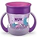 NUK Mini Magic Cup Night taza para sorber | Borde a prueba de derrames de 360° | +6 meses | Brillan en la oscuridad | Sin BPA | 160 ml | Morado