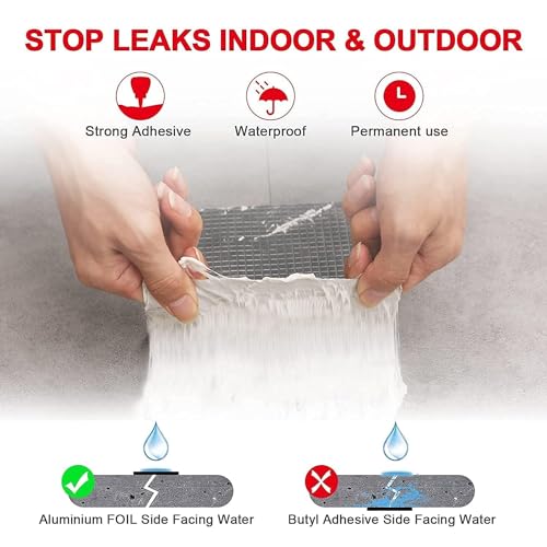 Image of Waterproof Roof Leak Repair Tape, Heavy Duty Aluminium Foil Butyl Seal Tape, Self Adhesive Leakage Solution for Water Tank, Pipe, Terrace, Wall Crack, Window Gap & Roof Sealing(FOIL TAPE)