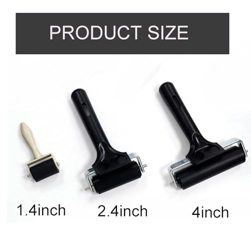 image for Ortnuzk 3-Pack Hard Rubber Brayer Rollers, 1.4/2.4/4 Inch for Printmak