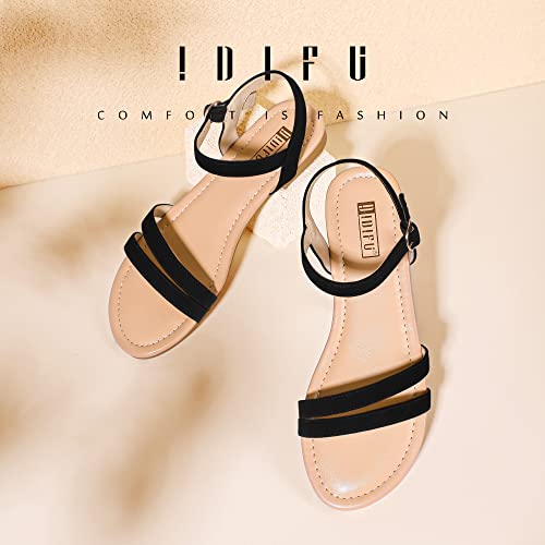 IDIFU Women's Flat Sandals Dressy Summer Strappy Sandals Open Toe Slingback Ankle Strap Dress Sandals with Two Toe Strap Wedding Prom Beach Bride Bridesmaid Sandals Comfortable Fashion Cute Sandals2