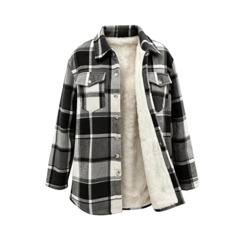 FPMLUXLL Sherpa Jacket Women Plaid Soft Warm Fall Winter Fleece Jacket - image 7