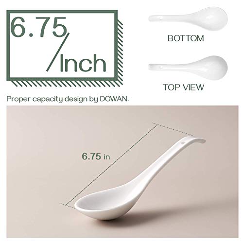 DOWAN Soup Spoons Set of 6, Ceramic Chinese Soup Spoon, Asian Soup Spoons, White Japanese Spoon Large for Ramen Pho Wonton Dumpling Miso, Deep Oval Hook Design(Soft White) - Image 5