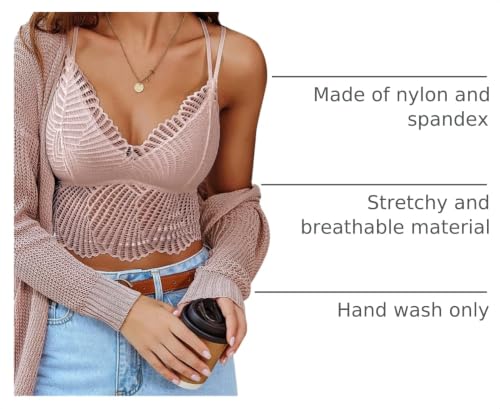 Image of Avidlove Lace Bralette for Women V Neck Camisoles Racerback Adjustable Strap Crop Top