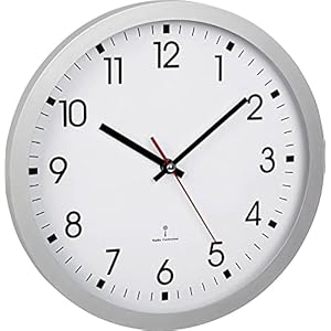 TFA Dostmann Analoge Funk-Wanduhr, 60.3522.02, mit Sekundenzeiger, Glasabdeckung, großes Ziffernblatt, 30cm Durchmesser, Weiß,L 300 x B 43 x H 300 mm