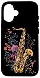 Saxophone Vintage Flowers Floral Jazz Music Saxophonist Case for iPhone 16