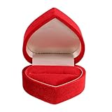 LIFKOME Caja para Anillos de Terciopelo con Forma de Corazón Roja Porta Anillos Sola Ranura Joyero Compacto para Propuestas Bodas y Almacenamiento de Pendientes
