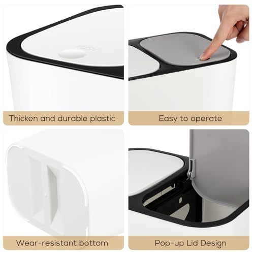 Caneca de basura dual con tapa 15L para cocina miniatura 7